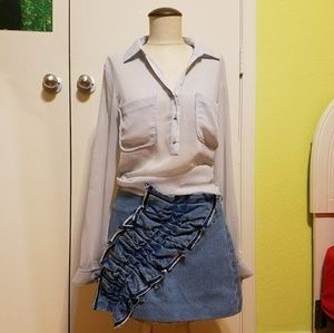 ZARA Denim Ruffle Skirt